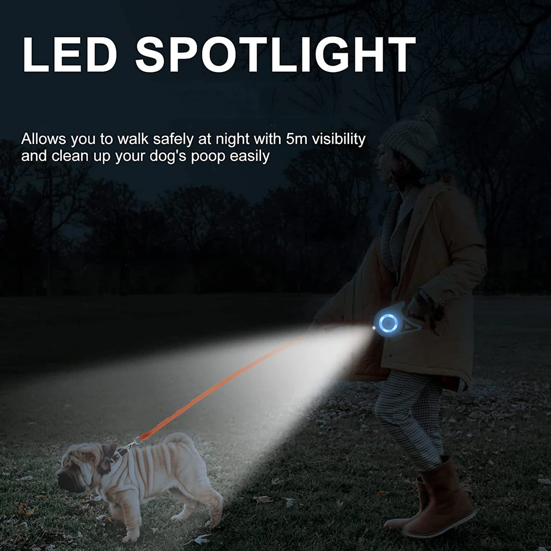 

Поводок для собак светильник, легкая Выдвижная рулетка для домашних животных, Прочный Автоматический удлинитель для кошек