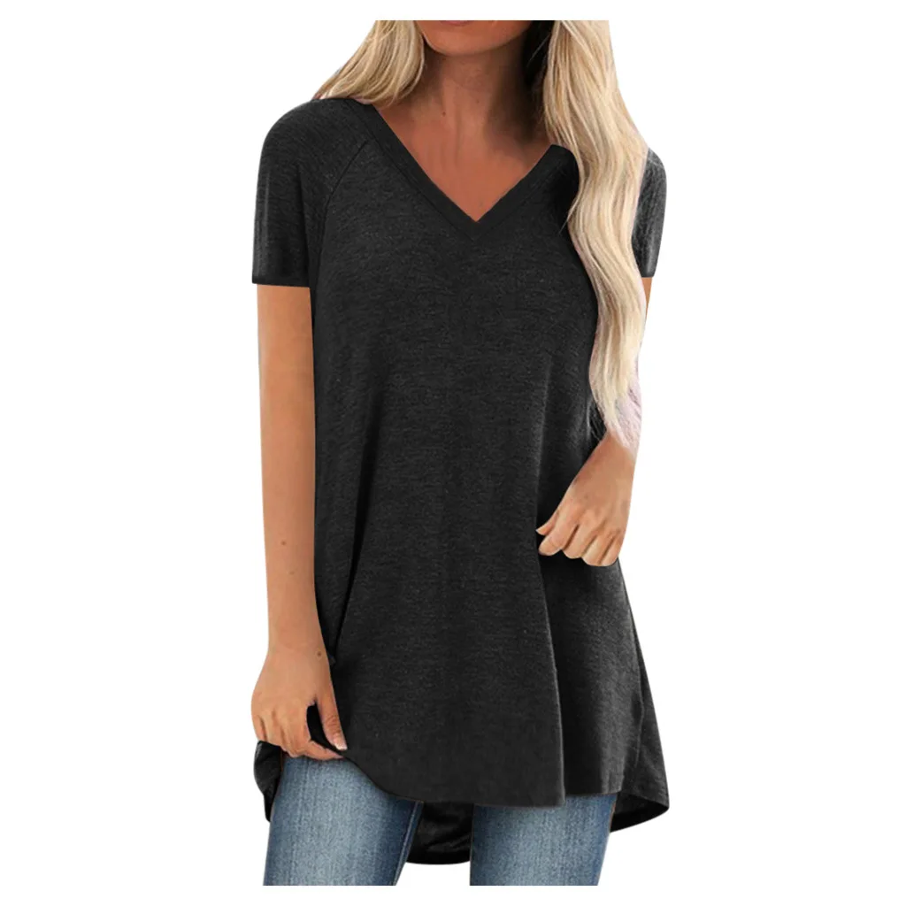 

Top for Women d T Shirt Summer Tees Tops Harajuku Shirt Solid Color Short Sleeve Shirts Vintage tshirts mujer camisetas