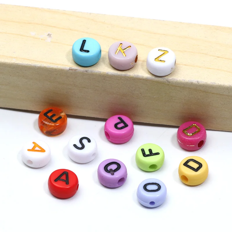 Плоские круглые акриловые бусины в виде букв россыпью 20 г