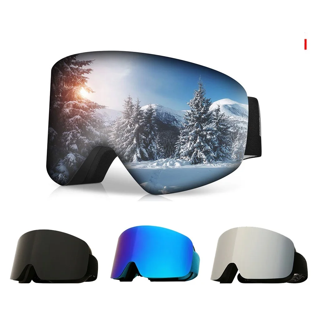 

Профессиональные лыжные очки для мужчин и женщин, незапотевающие цилиндрические лыжные очки с УФ-защитой, зимние спортивные очки для сноуб...