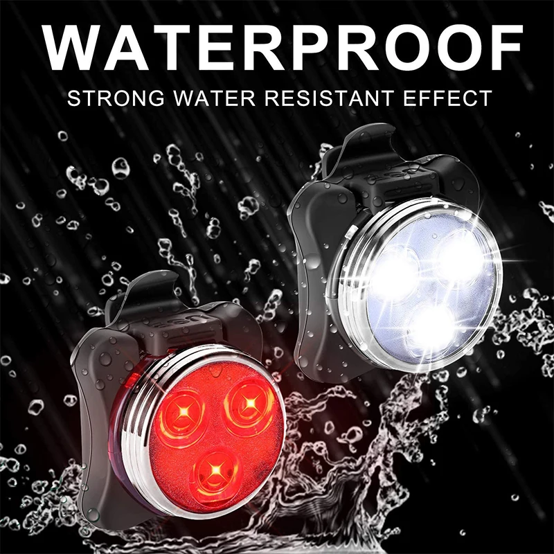 

USB Charging Bicycle Light Set LED Head Front Lamp Rear Tail Light Waterproof Super Bright Cycling Lantern for Bike Accessories