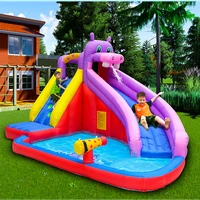 slide n splash park inflatable outdoor kids water amusement play center with pool climbing wall and air blower fun in garden