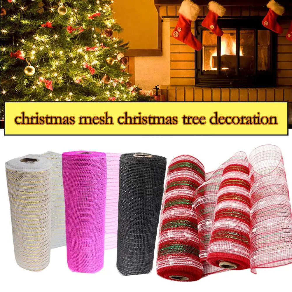 

Christmas DIY Wreath Plastic Mesh DIY Xmas Tree Ribbon Durable Roll Flexible Lighweight Decoration 10*30in 1 Waterproof Reu F0L7