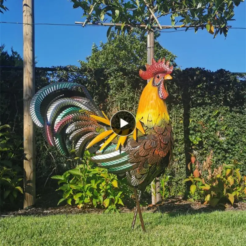 

Handmade Rooster Statues Metal Realistic Chicken Statue For Yard Decor Sunscreen Chicken Lawn Ornament Standing Animal