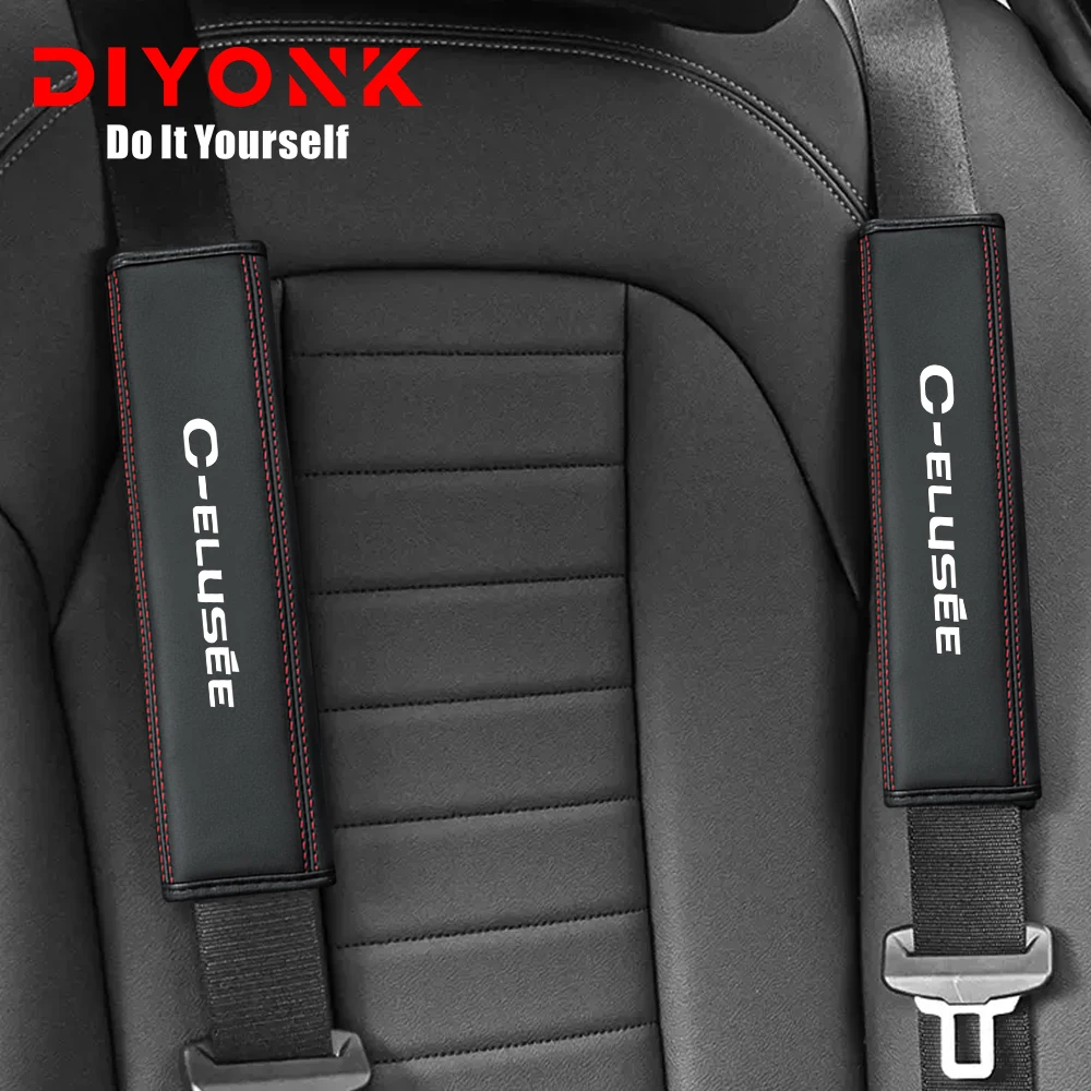 

Car Seat Belt Cover PU Leather Auto Safety Belt Shoulder Pad Protect Padding For Citroen C-ELUSEE Logo Picasso Xsara Accessories