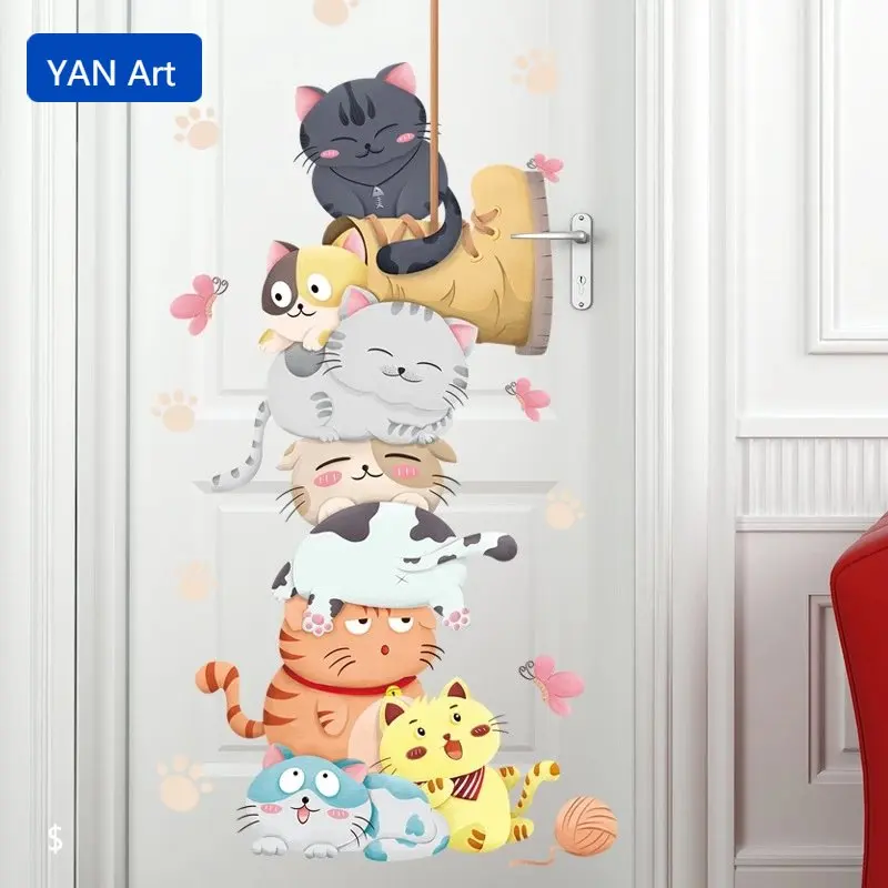 

Платье с принтом кошечек мультфильмов высота измерения Стикеры стены Стикеры s для детской комнаты, детский сад девушки номер наклейки на с...