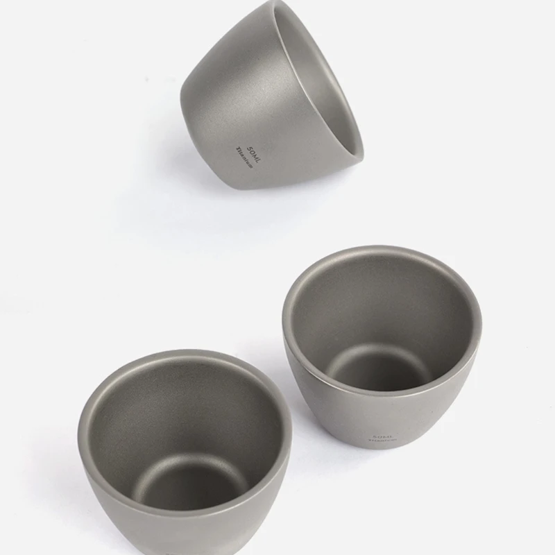 

Outdoor Camping 50ml Titanium Wine Water Tea Cup Double-Wall Sake Whiskey Mug 24BD