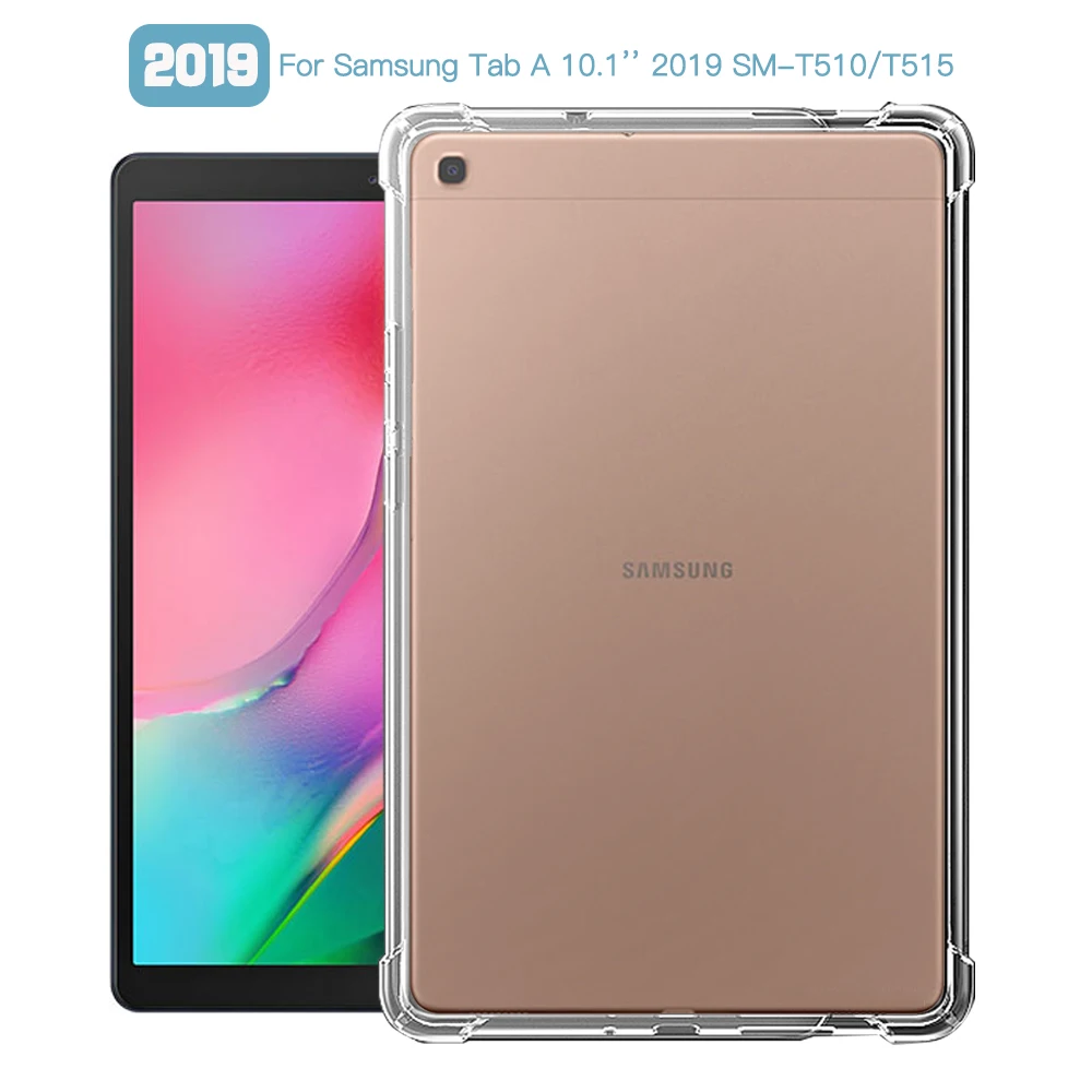 

Противоударный чехол для Samsung Galaxy Tab A 10,1 дюйма (2019 дюйма) SM-T510 SM-T515 10,1 дюйма, силиконовый прозрачный чехол из ТПУ, оболочка, чехлы