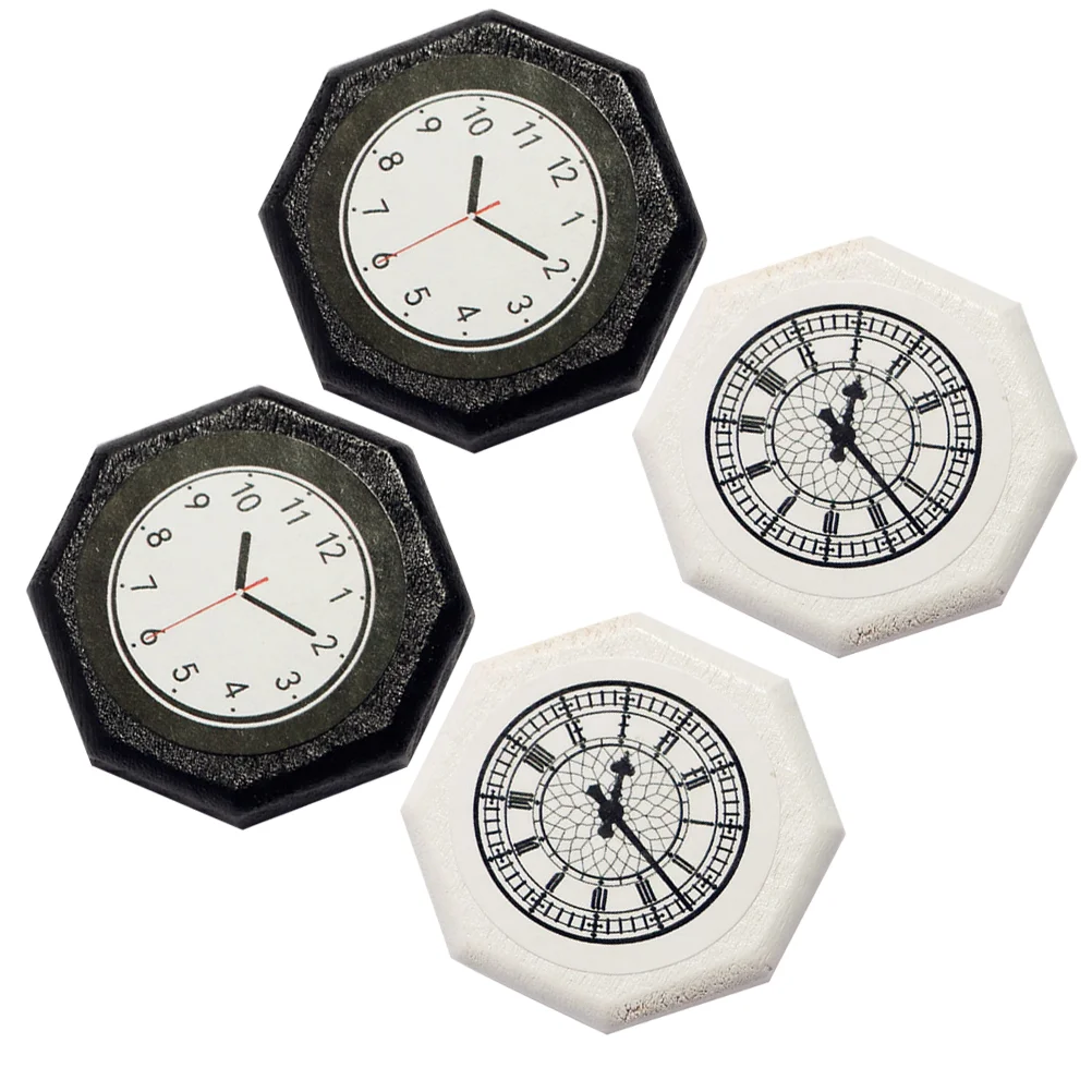 

4 Pcs Furniture Wall Floor Clock Model Miniature House Baby Accessory Tiny Accessories Decor