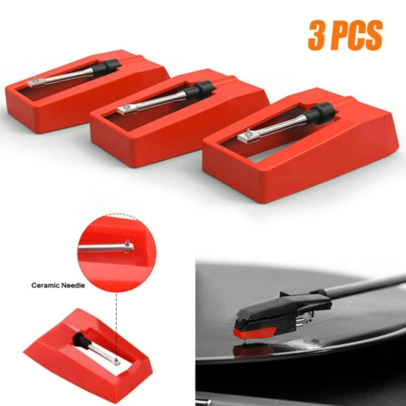 3Pcs Phonograph Cartridge Stylus Record Player Needles Replacement for Victrola ION Crosley Vinyl Record Player  Phonograph