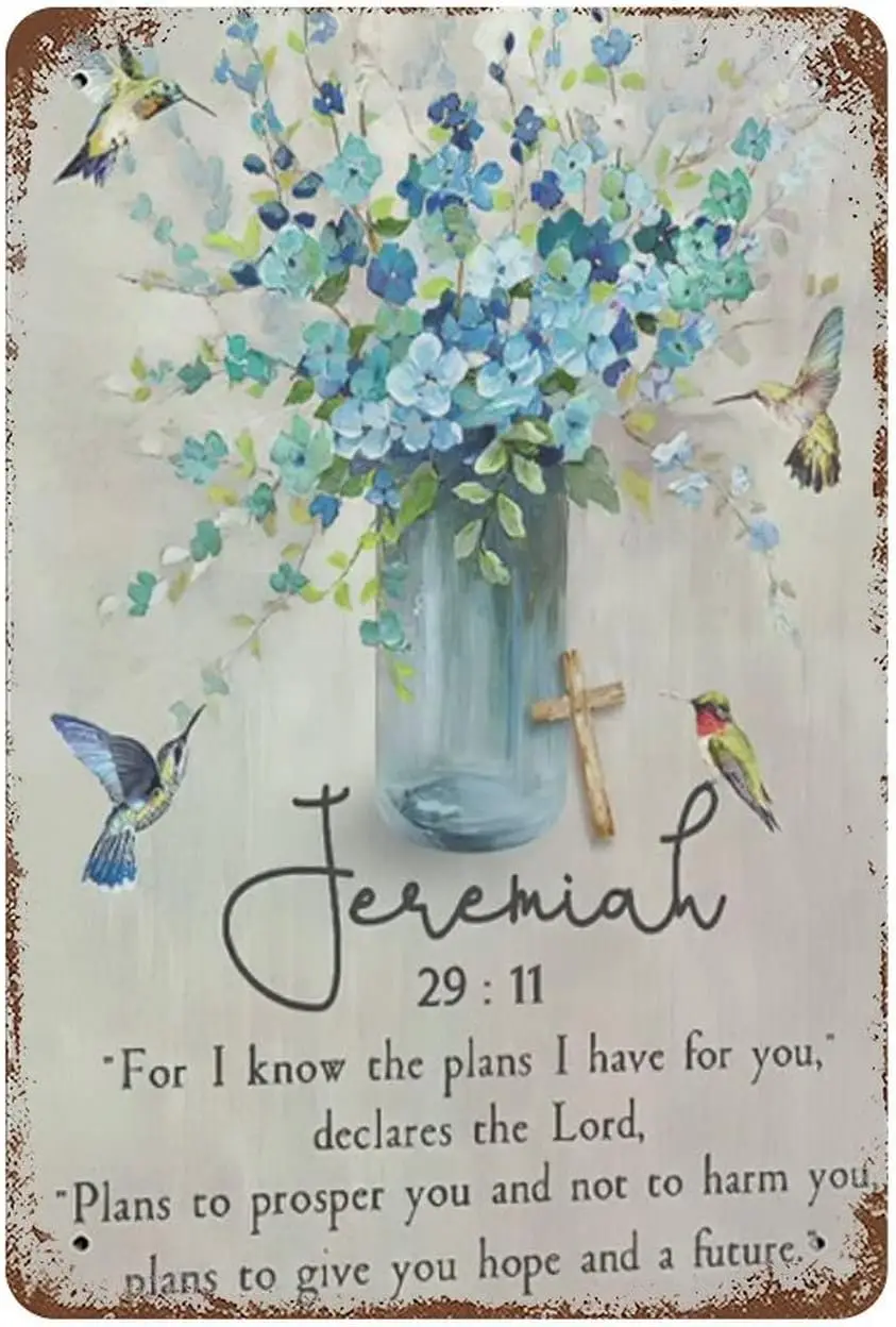 Chrstan Wall Art Bble Verses Металлические Sgn Prnts Rustc Relgous Floral Plants Gfts nspratonal Farmhouse Artwork Lvng Room Hom