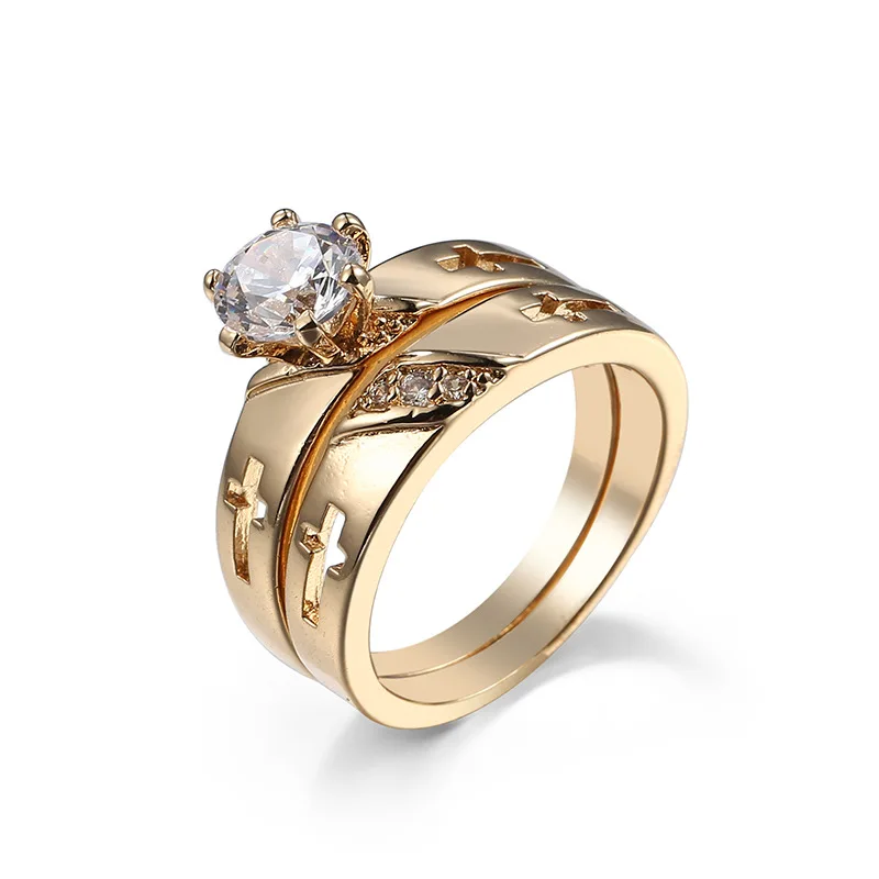 

New Exquisite Personality Cross Rings Sets for Women Men Fashion Jewelry High Quality White Zircon Engagement Ring Party Gifts
