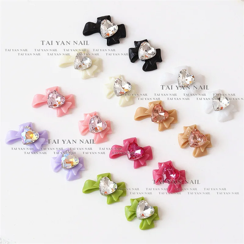 

50pcs New Resin Nails Charm 2Sizes 3D Decoration Parts Bow Nail Art Design Accessories Jewelry For Manicure Nail Salon Supplies
