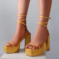 retro stone print platform chunky high heel sandals cross strap buckle sexy high heels shoes for women open square toe outdoor