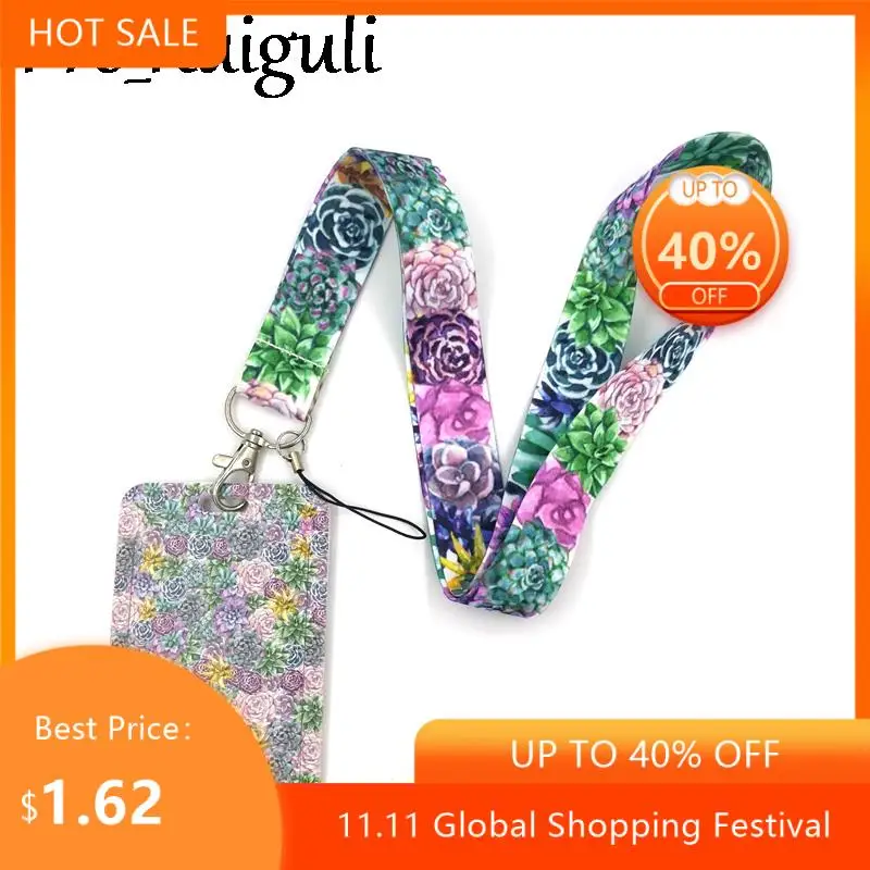 

Суккулент растение шнур для кредитных карт ID держатель сумка студента Для женщин Дорожная сумка для карт из искусственной кожи значок авто...