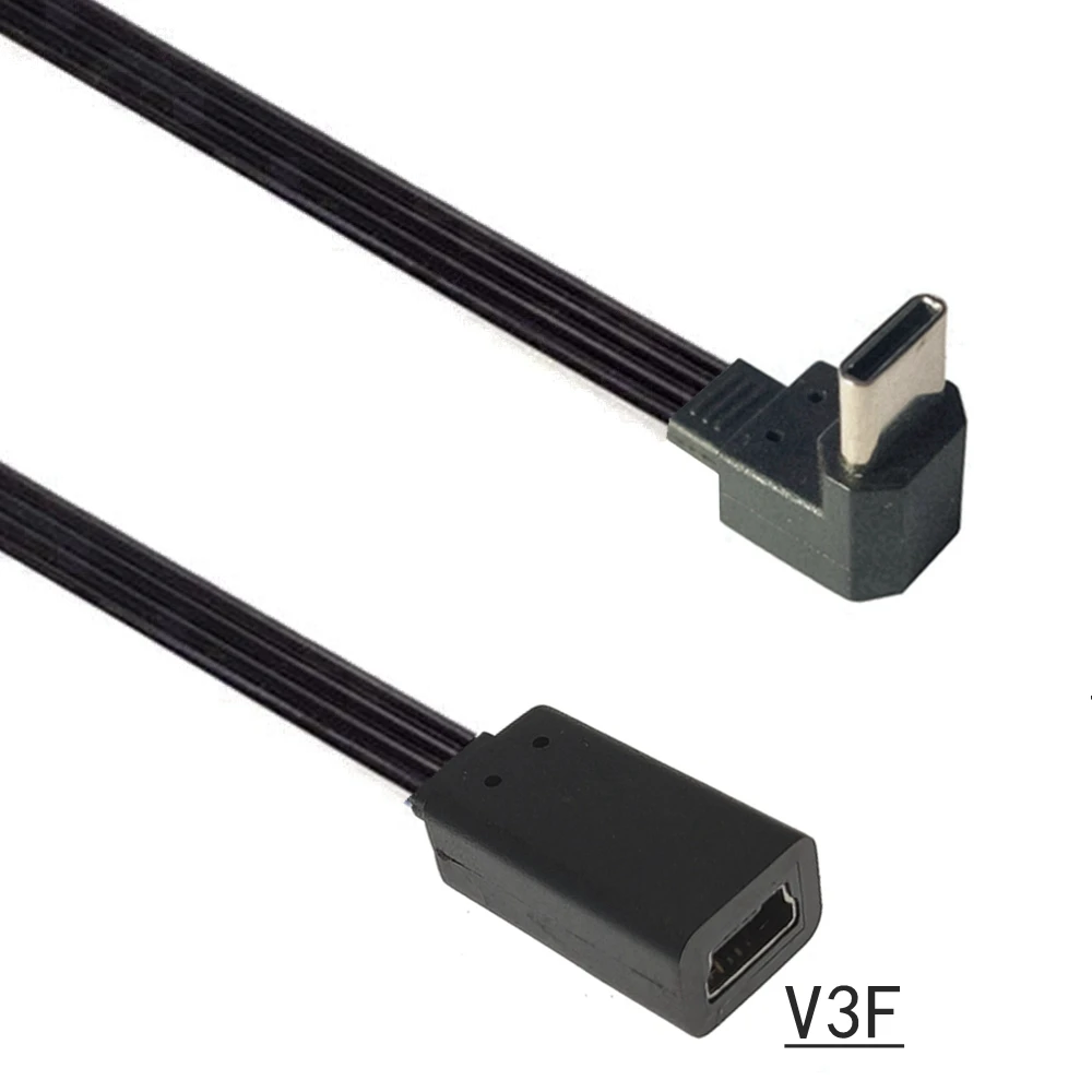 Прямоугольный USB-C зарядный кабель, Duttek USB 3.1 Type C разъем на Mini USB (Mini B) Кабель преобразователя 0,1 м 0,2 м