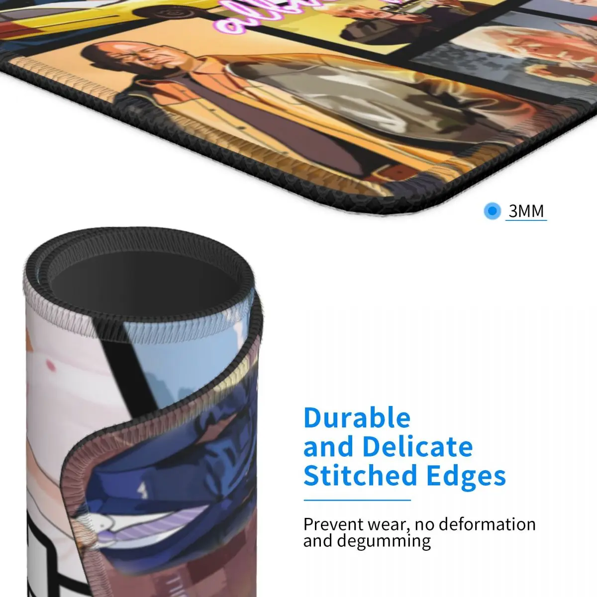 Автомобильный коврик для мыши Grand Theft с нескользящей резиновой основой игровой