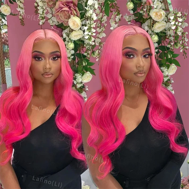 Парик женский из светлых и розовых волос с эффектом омбре окрашенный фронтальный