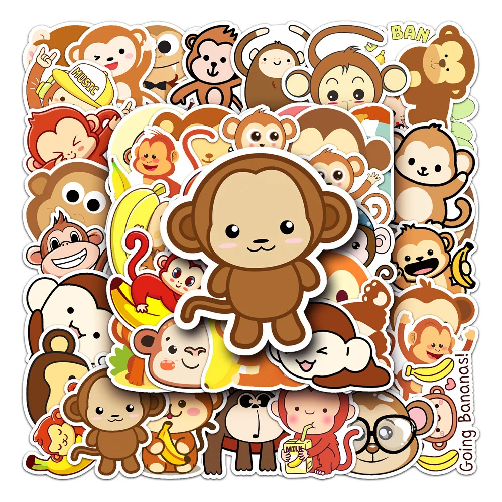10/30/50PCS Monkey Animal Personality Creative Sticker Desk Suitcase Guitar  Computer  Skateboard  Waterproof  Sticker Wholesale