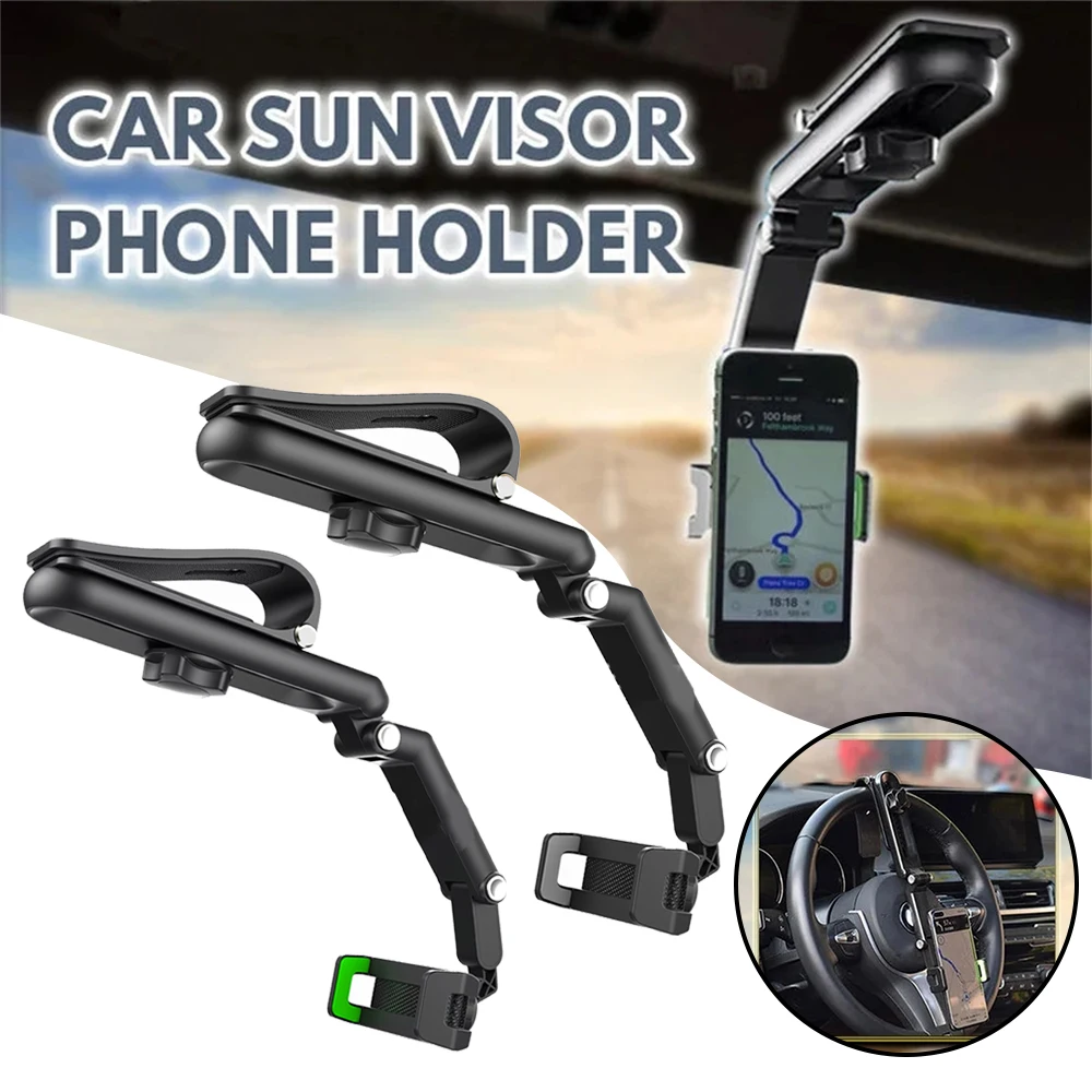 

Universal Adjustable Arm Car Sun Visor Phone Holder All Angle Rotation Selfie Arm Hands-Free Clamp Style Folding SEC88