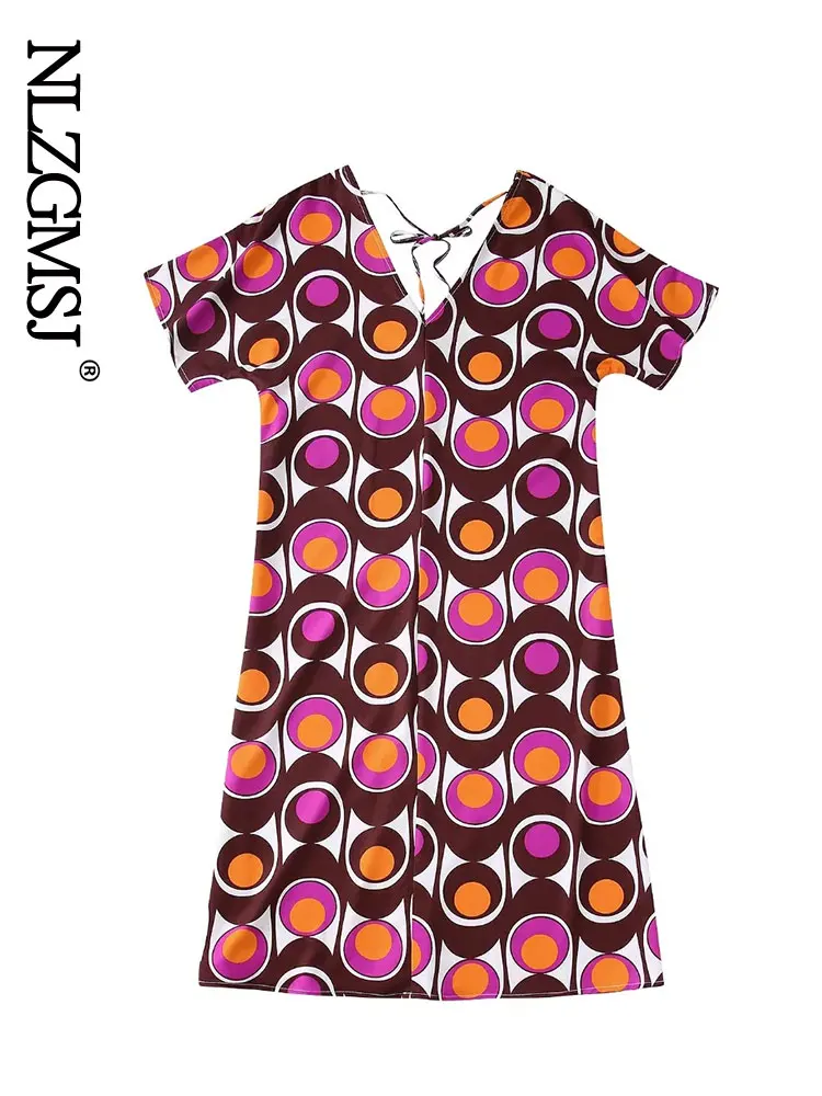 

Платье женское в горошек с V-образным вырезом и богемным принтом