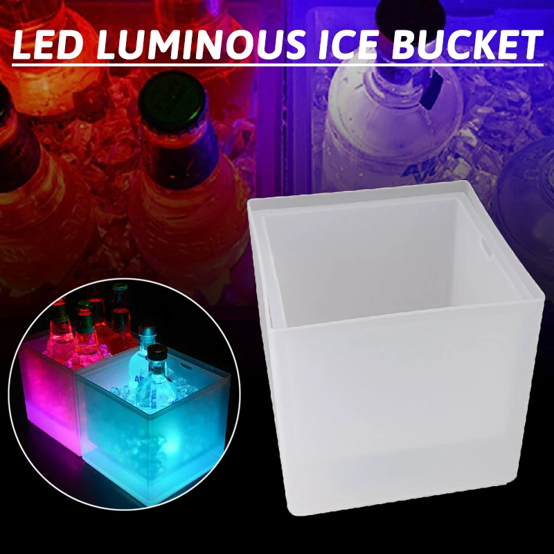 

3.5 л, 7 цветов, Квадратный светодиодный охладитель для льда, для шампанского, вина, напитков, для вечерние, дома, бара, ночного клуба светильник кой, бочка для льда для виски