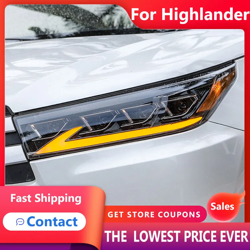 Фара HANA для Toyota Highlander светодиодные фары 2018-2021 DRL указатель поворота дальний свет