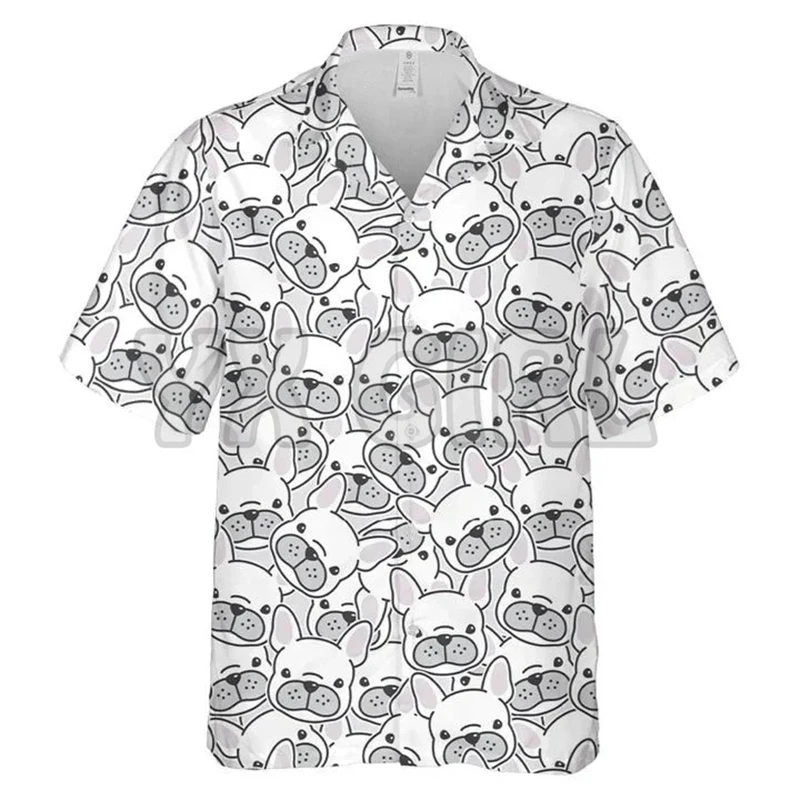 French Bulldog Funny Dog Face Hawaiian Shirt 3D All Over Printed Hawaiian Shirt Men's For Women's Harajuku Casual Shirt Unisex