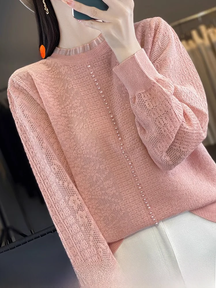 Женский свитер больших размеров для пухлых девочек на весну и осень свободный 2024