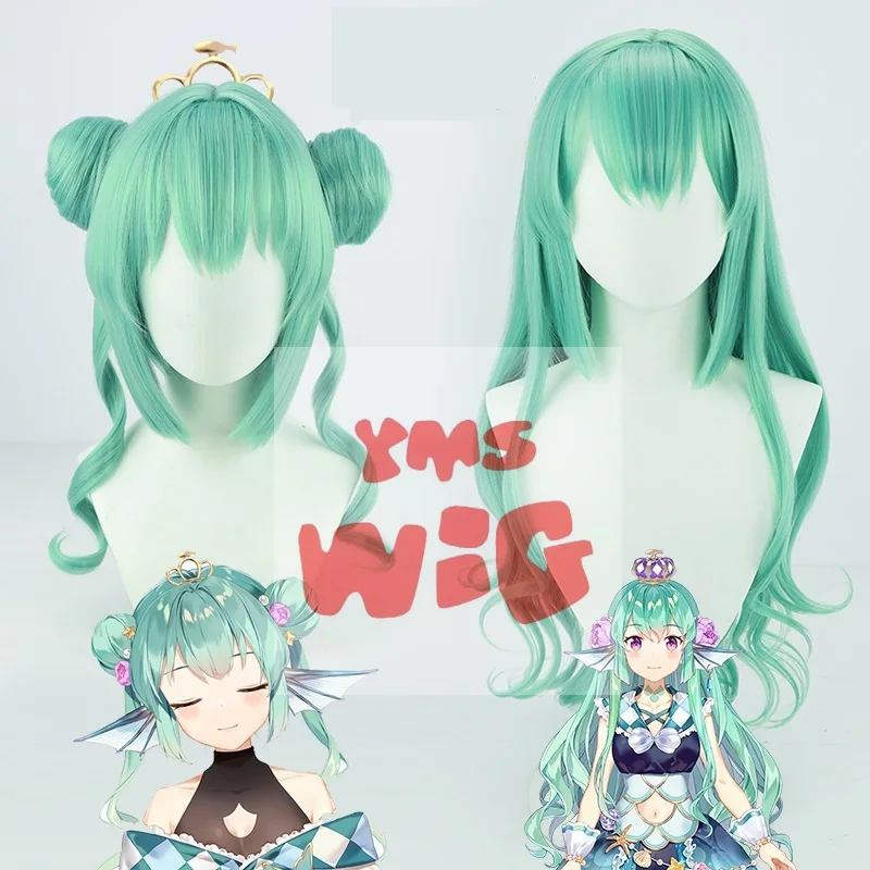 NIJISANJI LazuLight Idol Vitual Youtuber Vtuber Finana Ryugu парик для косплея зеленые короткие булочки