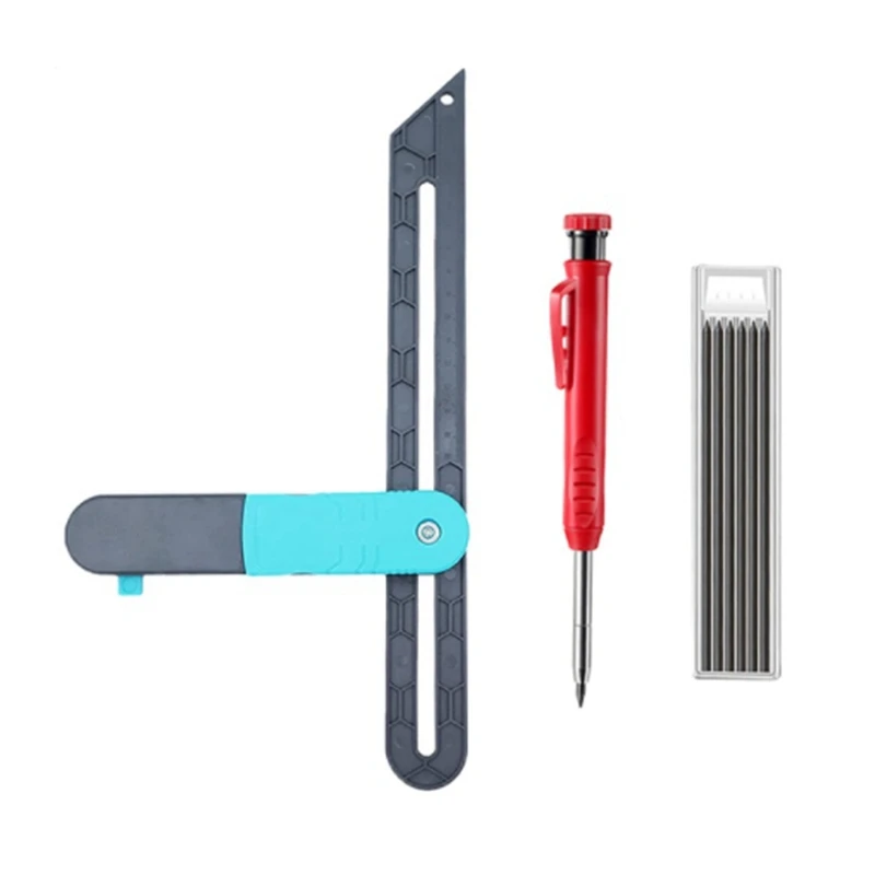 

Регулируемая угловая линейка с замком, быстрая маркировка, аксессуары для деревообрабатывающих работ, контурный угловой транспортир, Гони...