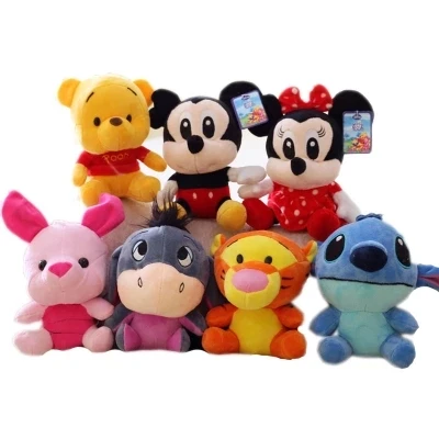 

Disney Stuffed Animals Plush Toys Winnie the Pooh Mickey Mouse Minnie Doll Lilo and Stitch Piglet Keychain Pendant Children Gift