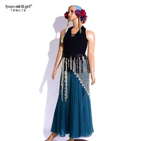 belly dance imported stretch cotton round neck tied with a single side swallowtail jacket auu81