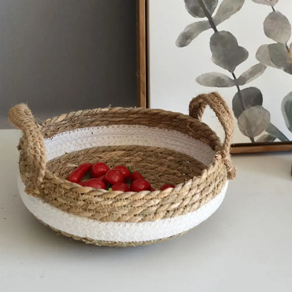 

Износостойкая корзина для хранения с ручкой, круглая соломенная корзина для хранения книг, корзины для хранения, домашнее хранение