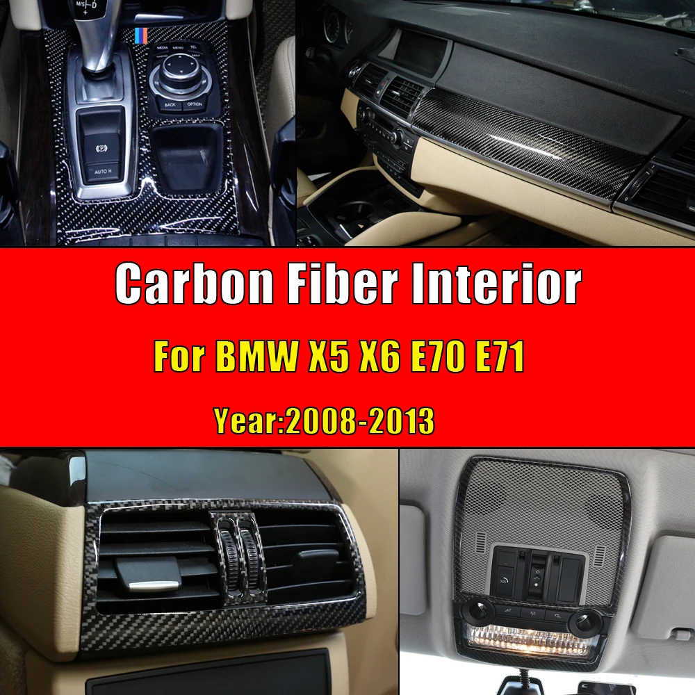 

Car Accessories Real Carbon Fiber For BMW X5 X6 E70 E71 Car Interior Decoration Strip Frame Cover Trim Decal Stickers