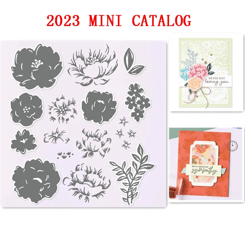 

TWO-TONE FLORA Rubber Stamp And Metal Cutting Dies For Decoration Greeting Card Scrapbooking Album Material 2023 New Arrival