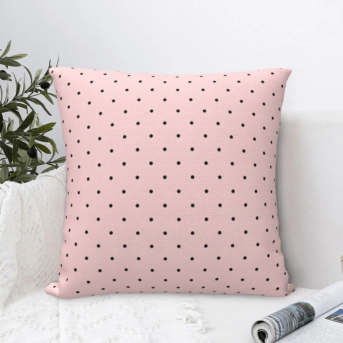 

Pink Dots Pillowcase Printing Polyester Cushion Cover Decorations Throw Pillow Case Cover Chair Zippered 40X40cm