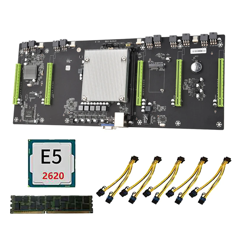 

Оригинальная материнская плата для майнинга BTC с процессором E5 2620 + 8 Гб DDR3 ОЗУ + кабель 5xpower LGA2011 5 pcie 16X слот 80 мм SATA2.0 + MSATA