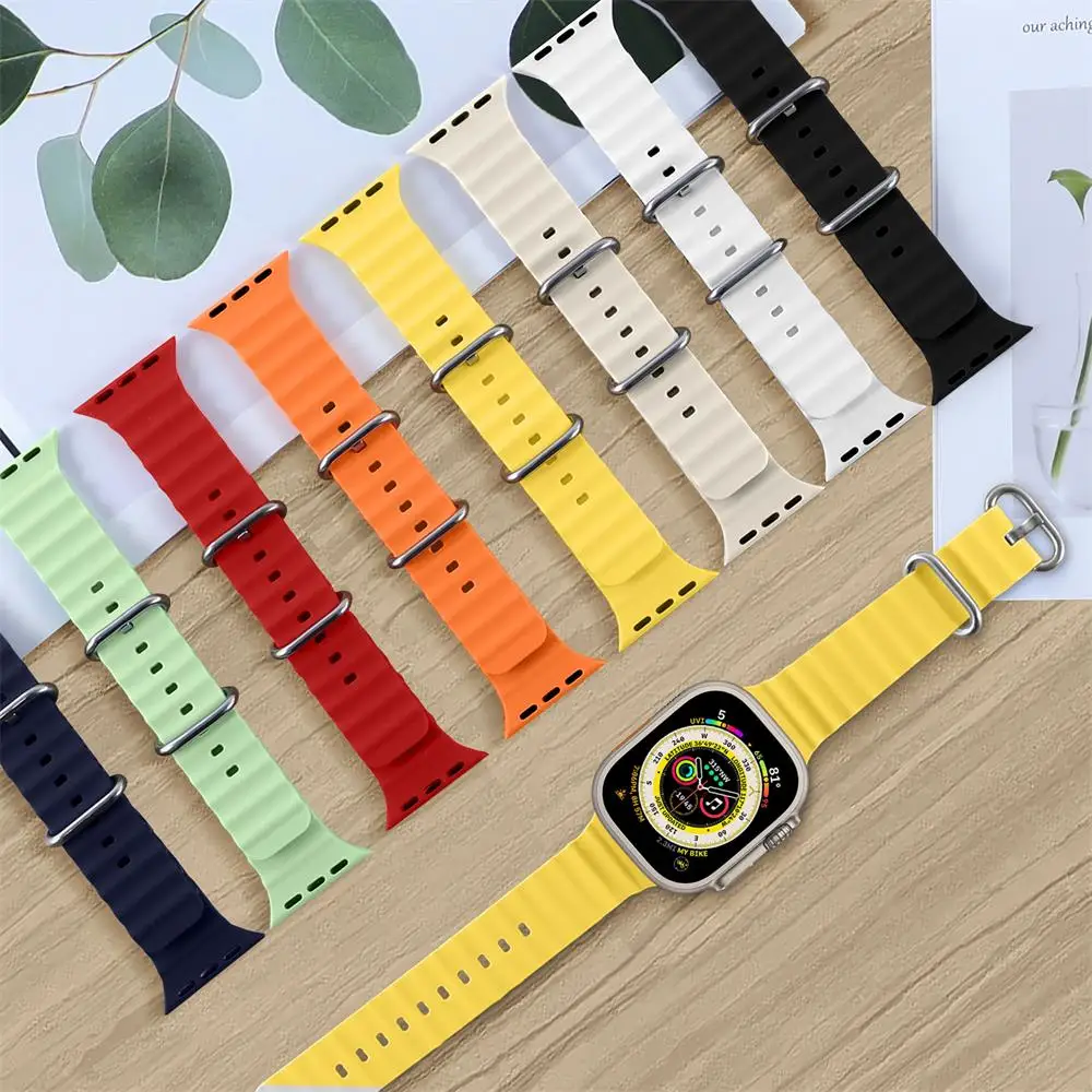 Ocean Strap for Apple watch Ultra Band 49mm 44mm 40mm 45mm 41mm 42mm 38mm 40 44 45 mm silicone bracelet iWatch series 7 6 3 se 8