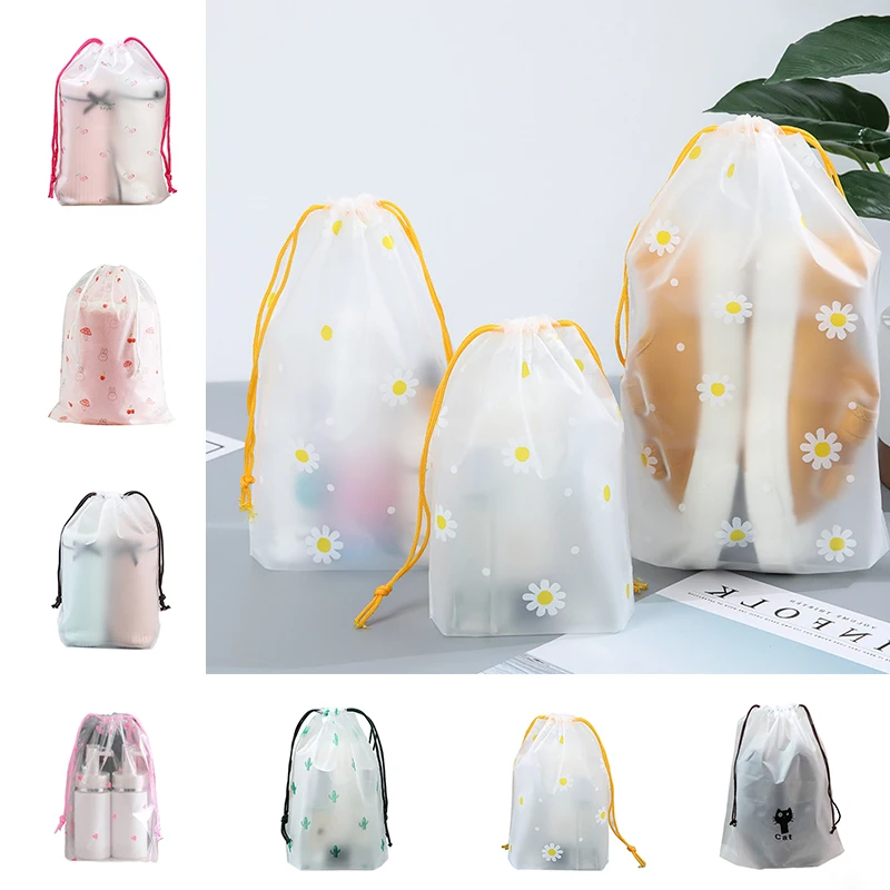 

1pc Portable Storage Bag Clear Drawstring Storage Bag Clothes Underwear Shoes Organizer Pouch Toiletries Cosmetic Organizer Bag