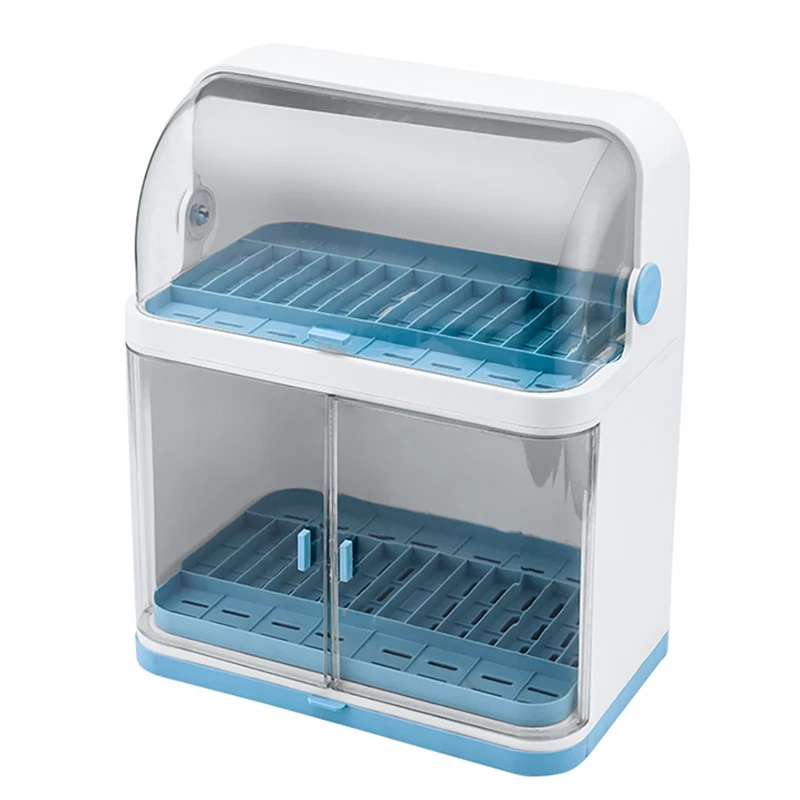 

Two Layers Kitchen Dustproof Cupboard With Lid Countertop Drain Dish Rack Kitchen Tableware Bowl Holder Chopsticks