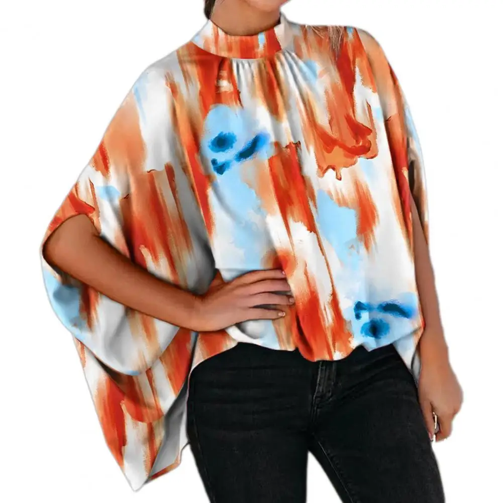 

Casual Women Blouse Shirts Pullover Half Sleeve Lightweight Batwing Sleeve Fashion Blouse Top Women for Daily Wear