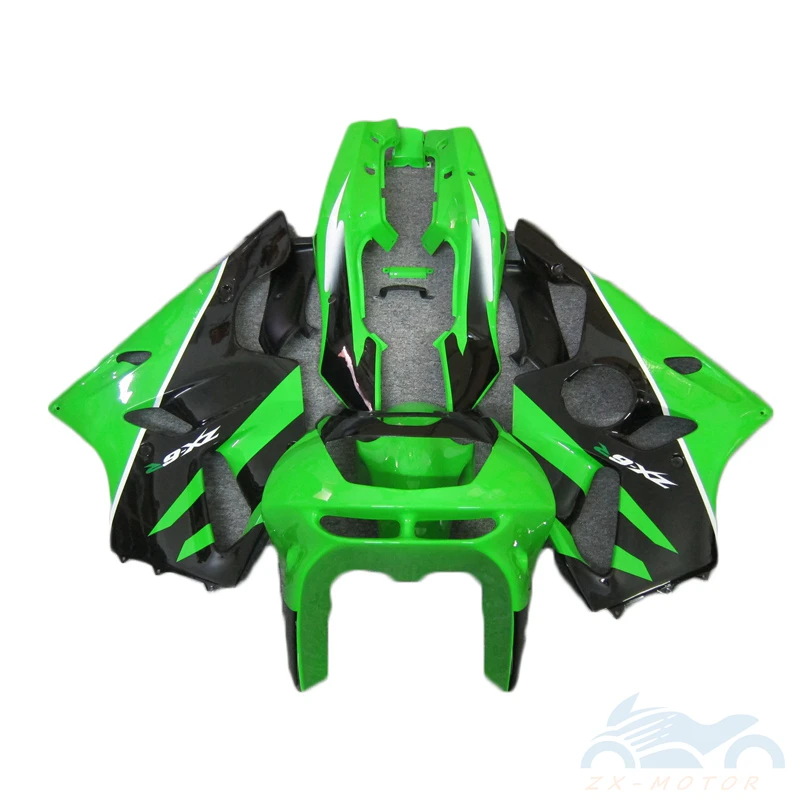 

Комплекты обтекателей кузова для Kawasaki ZX6R 1994-1997, зеленый, черный, новый, обтекатели для мотоциклов ZX6R 94-97 AS22