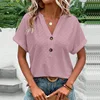 Women's Fashion Button T-Shirt Summer Short Sleeve Ladies Tops Casual 4