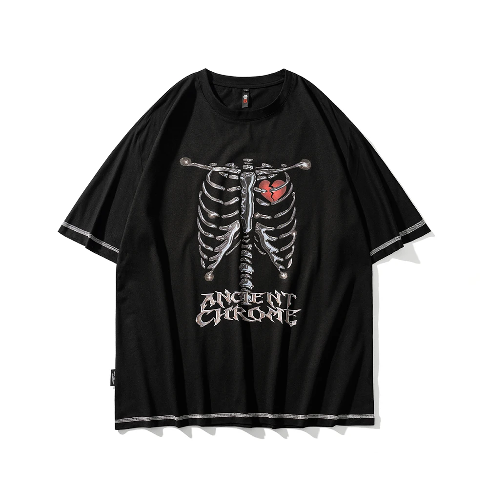 

Футболка мужская оверсайз с коротким рукавом, Готическая тенниска в стиле унисекс, Повседневная Уличная одежда в стиле хип-хоп, хлопковая м...