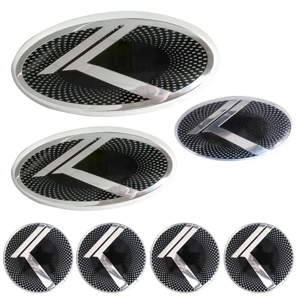 Silver K Logo Emblem Car Steering Wheel Center Cap Front Trunk Hood Badges Sticker for FORTE OPTIMA RIO Cadenza K5