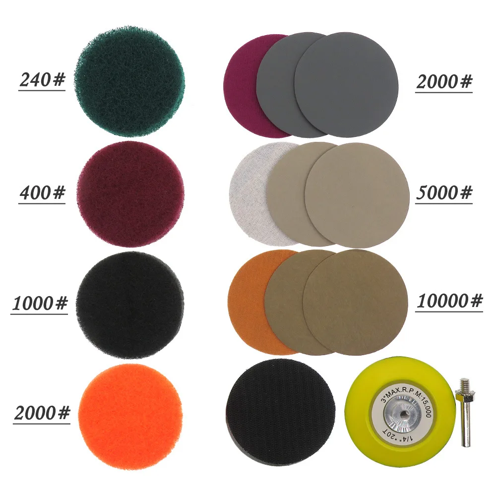 

3 Inch 21 Piece Car Headlight Renovation Repair Flocking Sandpaper Polishing Car Lamp Repair Coating