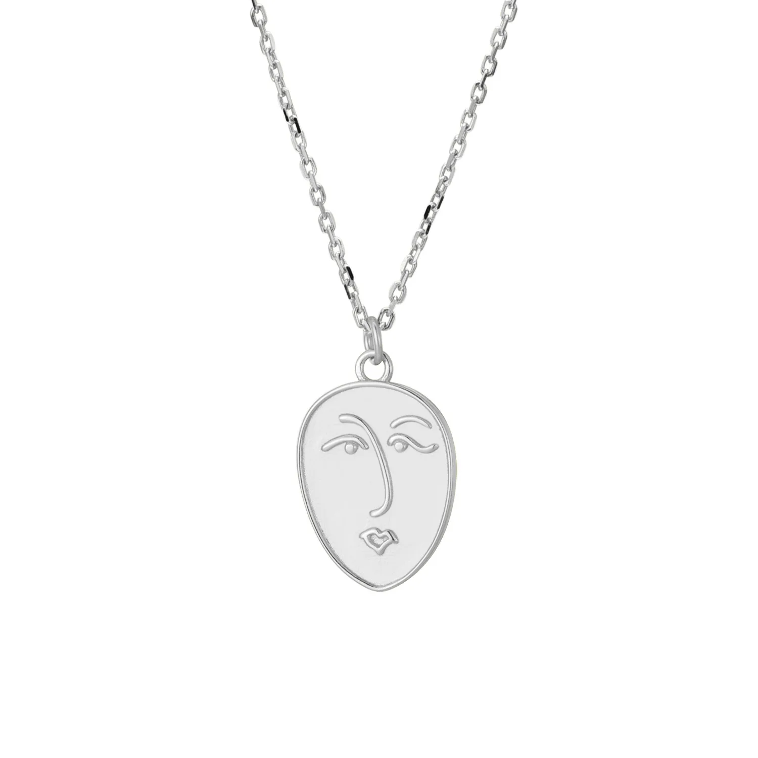 

SN14 Human Face Pendent necklace For Women Retro Abstract Hollow Out Statement