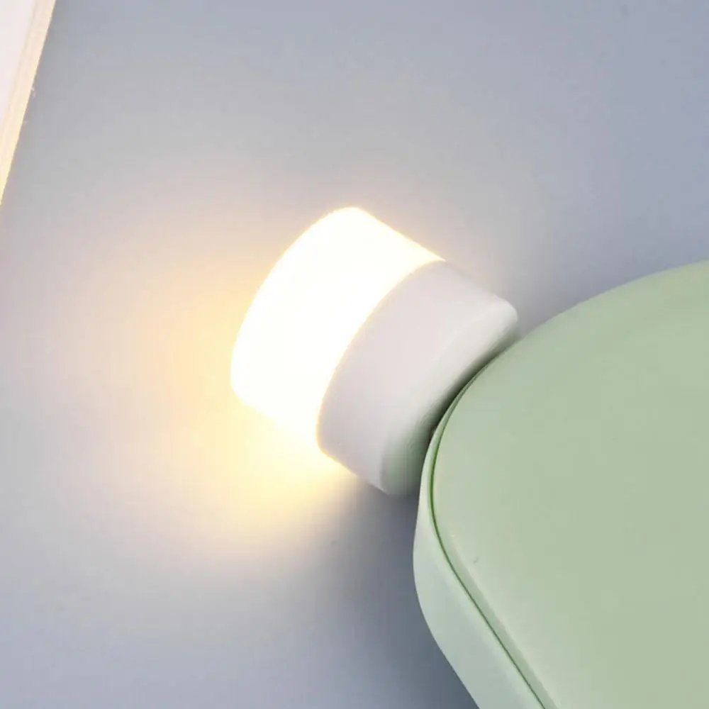 Usb luz da noite mini led luz da noite usb plug lâmpada banco de potência de carregamento usb livro luz pequena leitura redonda lâmpada proteção para os olhos
