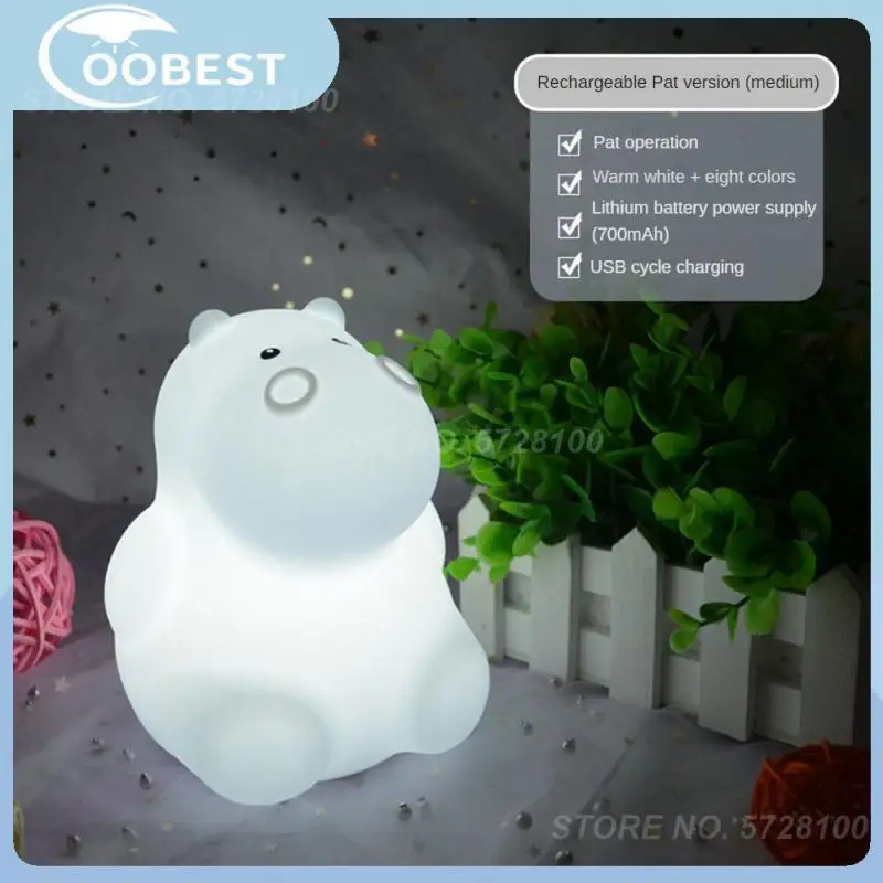 

Перезаряжаемая Светодиодная настольная лампа в виде бегемота с дистанционным управлением, 9 цветов